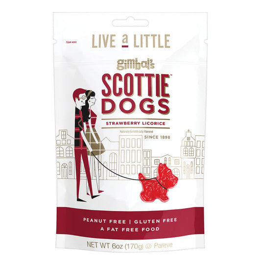 Jelly Belly Scottie Dogs Strawberry Licorice Candy 6 OZ Pouches - 12 Count