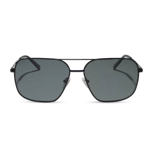 diff eyewear jonas aviators prescription sunglasses in a black frame front view