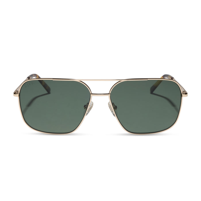 diff eyewear jonas aviator prescription sunglasses with a gold frame front view