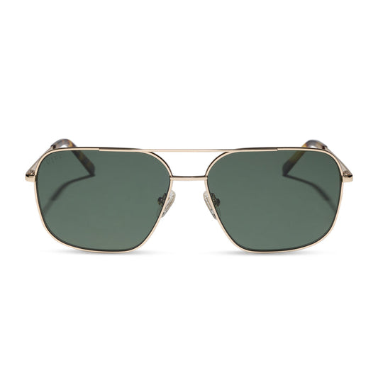 diff eyewear jonas aviator prescription sunglasses with a gold frame front view