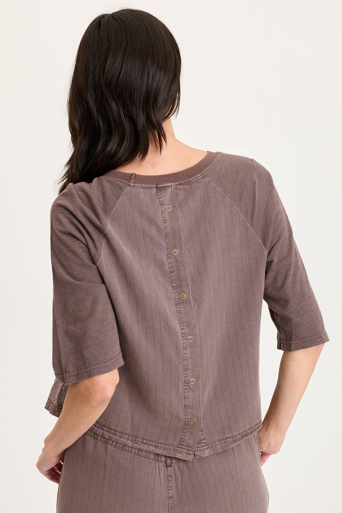 XCVI Jory Embroidered Pinstripe Raglan Top