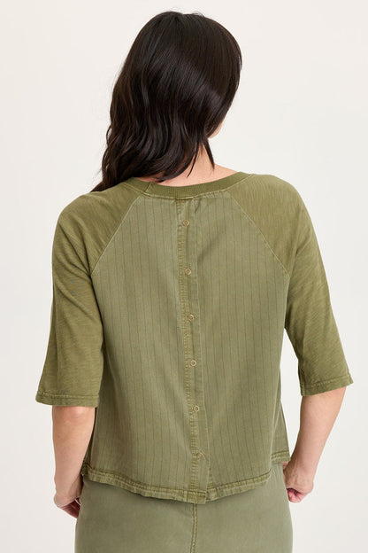 XCVI Jory Embroidered Pinstripe Raglan Top