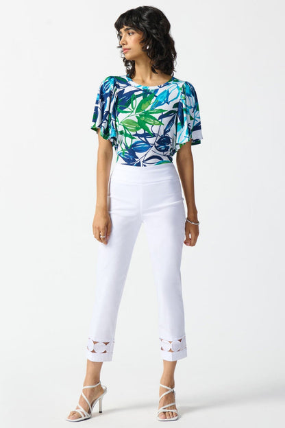Joseph Ribkoff 242131 White Millennium Cropped Pull-On Trousers - Dotique
