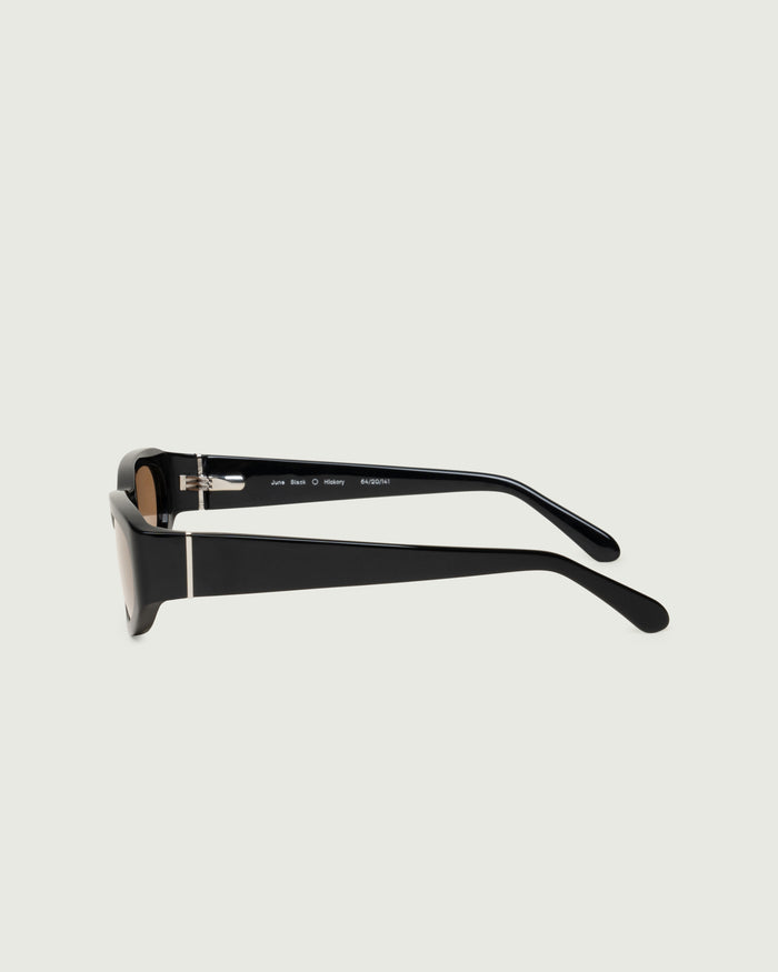 Black::June Sunglasses cateye black acetate side