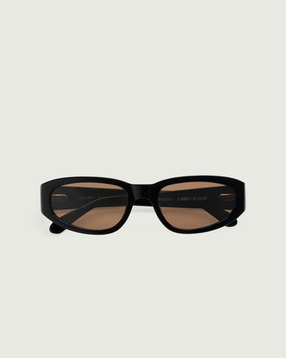 Black::June Sunglasses cateye black acetate top