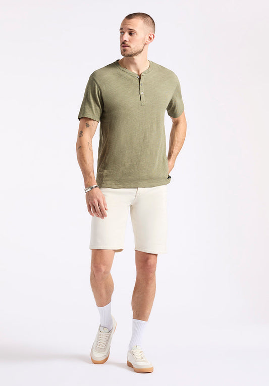 Buffalo Men Tops Green Knit Knit Short Sleeve Premium Slub Knit Relaxed Fit