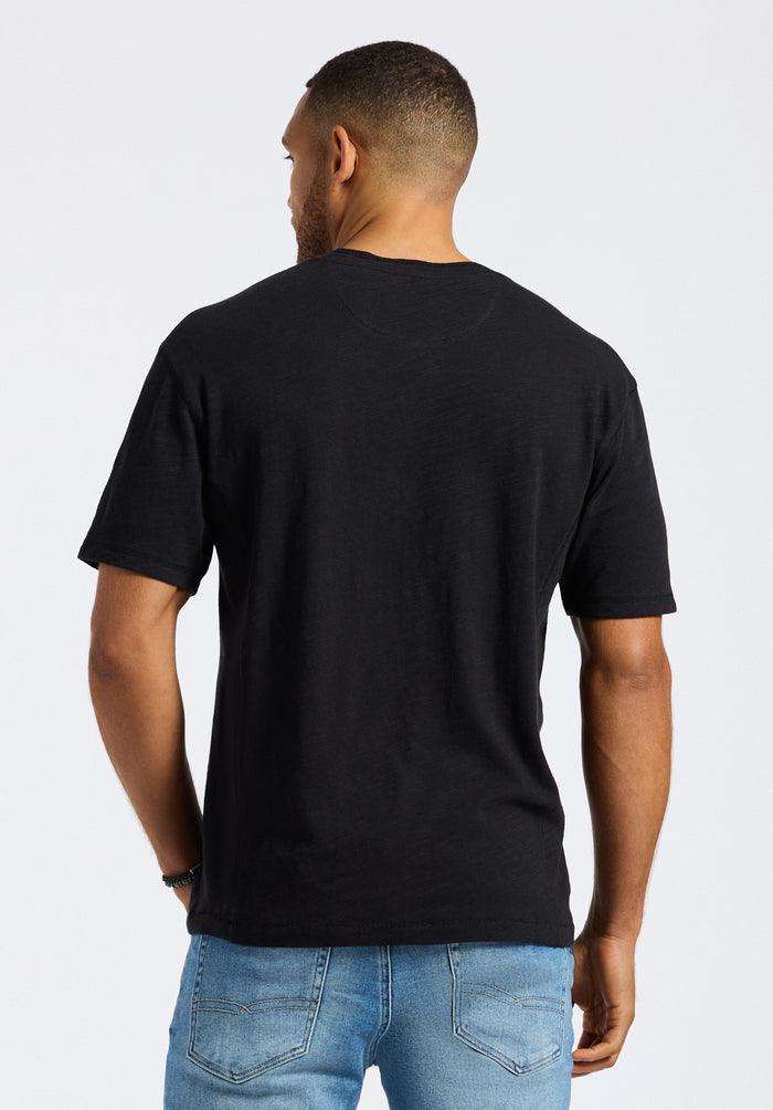 Buffalo Men Tops Black Knit Knit Short Sleeve Premium Slub Knit Relaxed Fit