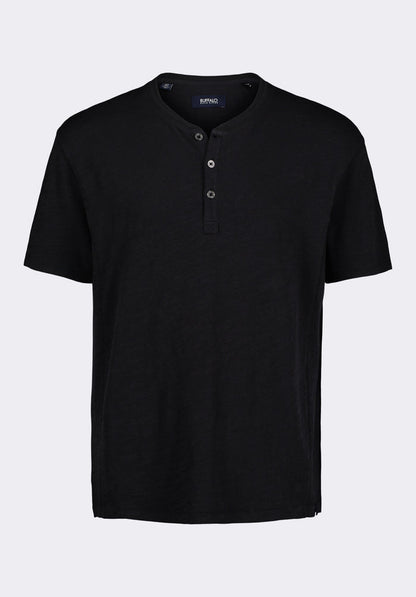 Buffalo Men Tops Black Knit Knit Short Sleeve Premium Slub Knit Relaxed Fit
