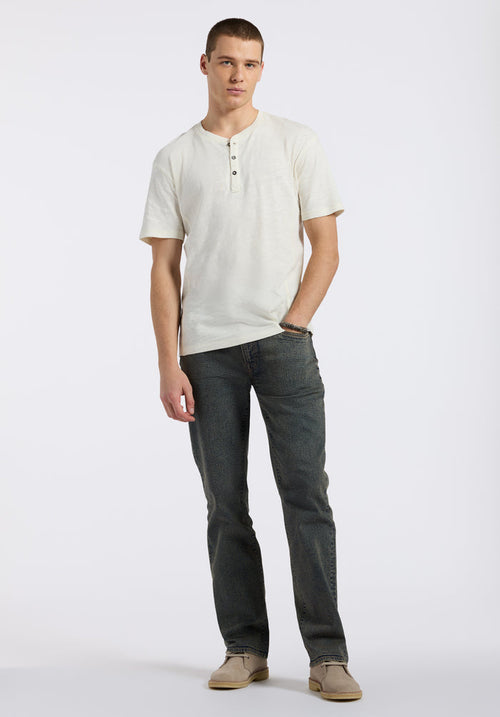 Buffalo Men Tops White Knit Knit Short Sleeve Premium Slub Knit Relaxed Fit