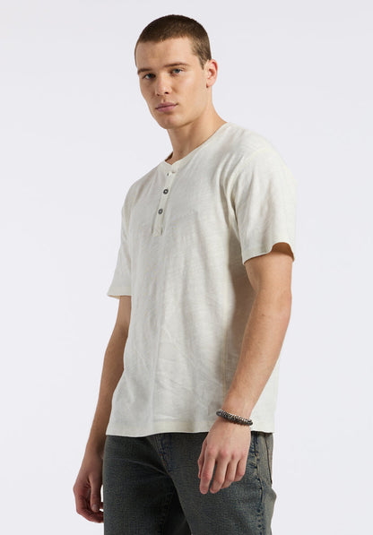 Buffalo Men Tops White Knit Knit Short Sleeve Premium Slub Knit Relaxed Fit