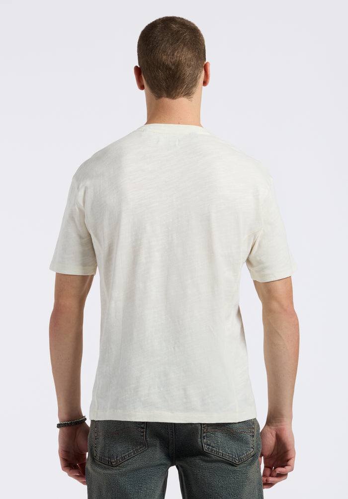 Buffalo Men Tops White Knit Knit Short Sleeve Premium Slub Knit Relaxed Fit