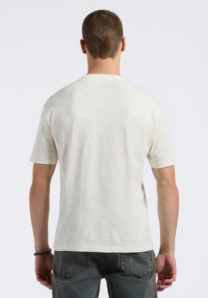 Buffalo Men Tops White Knit Knit Short Sleeve Premium Slub Knit Relaxed Fit