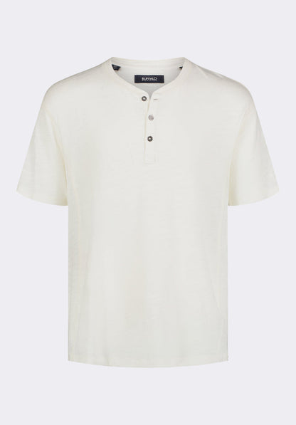Buffalo Men Tops White Knit Knit Short Sleeve Premium Slub Knit Relaxed Fit
