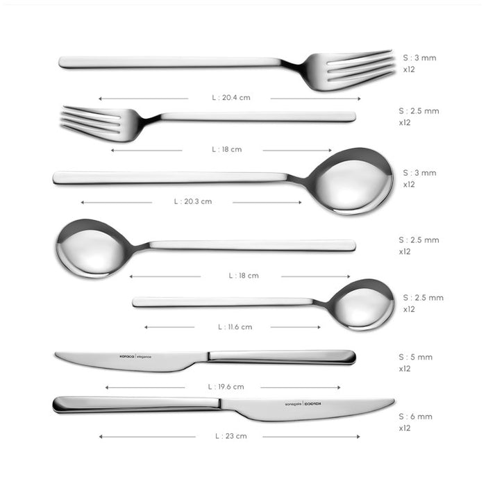Karaca Elegance Gale Platine – Ménagère 84 pièces pour 12 personnes