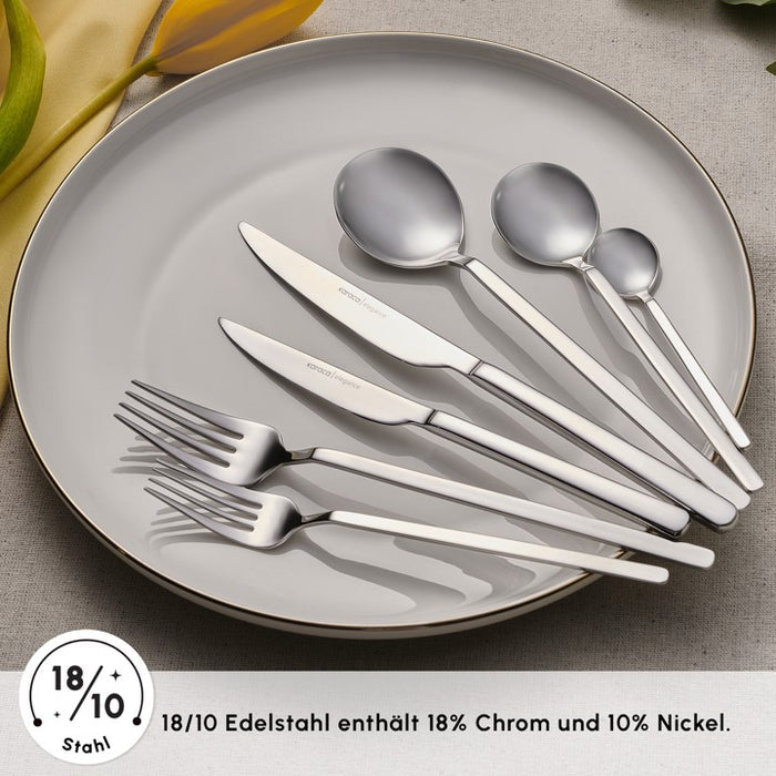 Karaca Elegance Gale Platine – Ménagère 84 pièces pour 12 personnes
