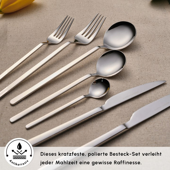 Karaca Elegance Gale Platine – Ménagère 84 pièces pour 12 personnes