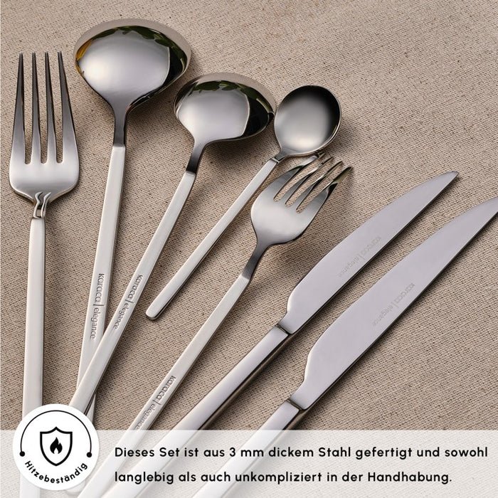 Karaca Elegance Gale Platine – Ménagère 84 pièces pour 12 personnes