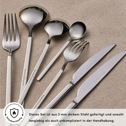 Karaca Elegance Gale Platine – Ménagère 84 pièces pour 12 personnes