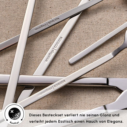 Karaca Elegance Gale Platine – Ménagère 84 pièces pour 12 personnes
