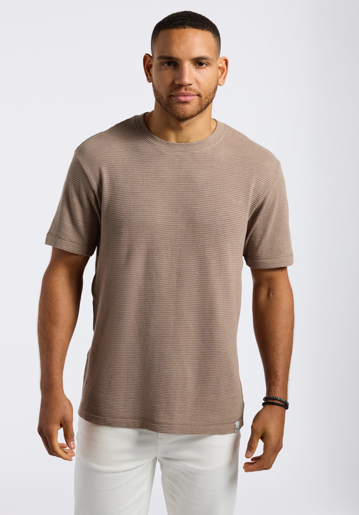 Buffalo Men Tops Beige Knit Knit Long Sleeve Waffle Knit Regular Fit