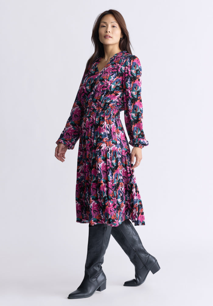 Buffalo Dresses Purple Woven Casual Dresses Midi Dress V-Neckline