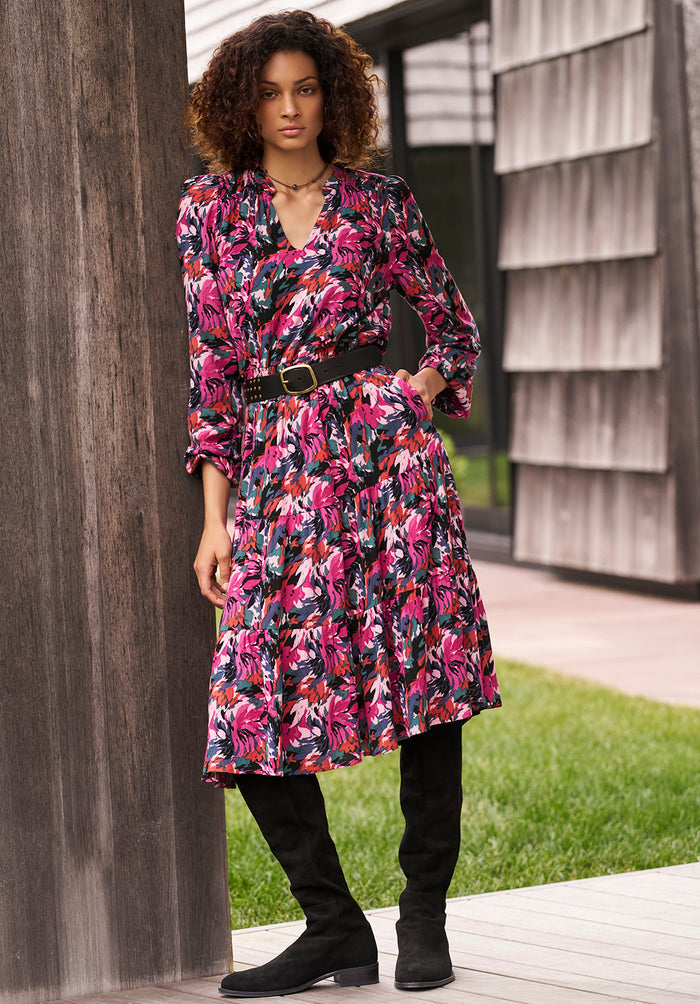 Buffalo Dresses Purple Woven Casual Dresses Midi Dress V-Neckline