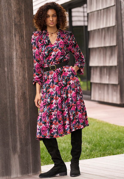 Buffalo Dresses Purple Woven Casual Dresses Midi Dress V-Neckline