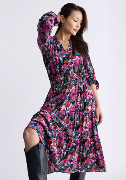 Buffalo Dresses Purple Woven Casual Dresses Midi Dress V-Neckline