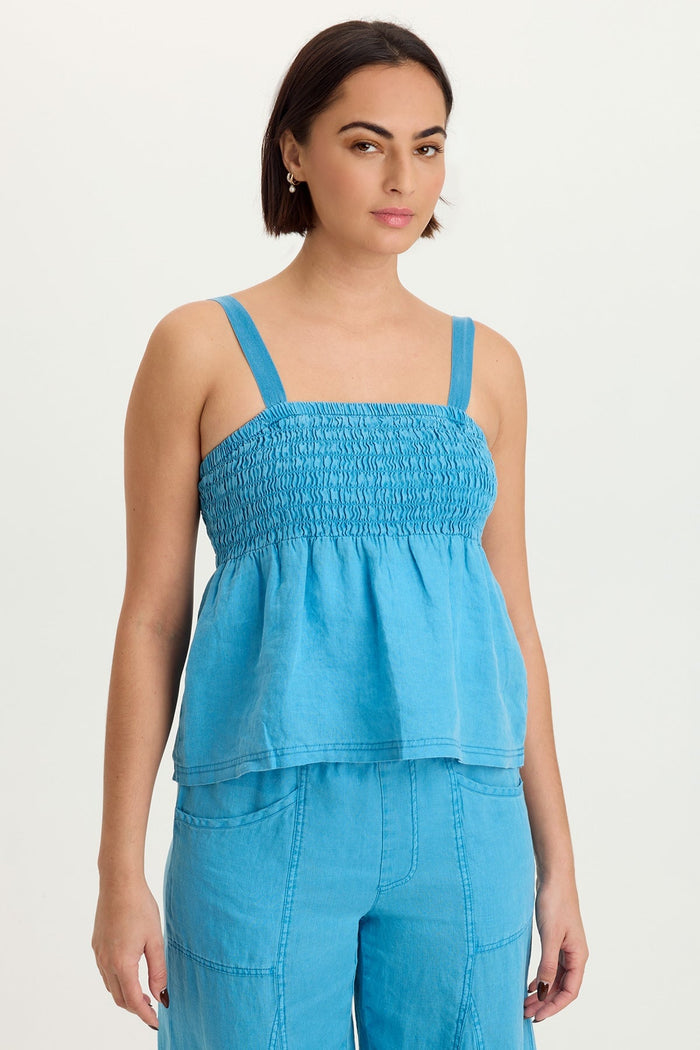 XCVI Katina Linen Smocked Tank