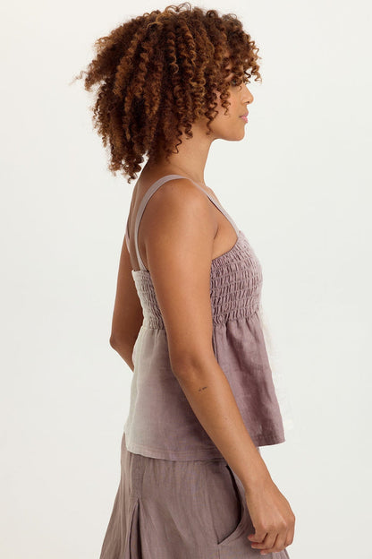 XCVI Katina Linen Smocked Tank