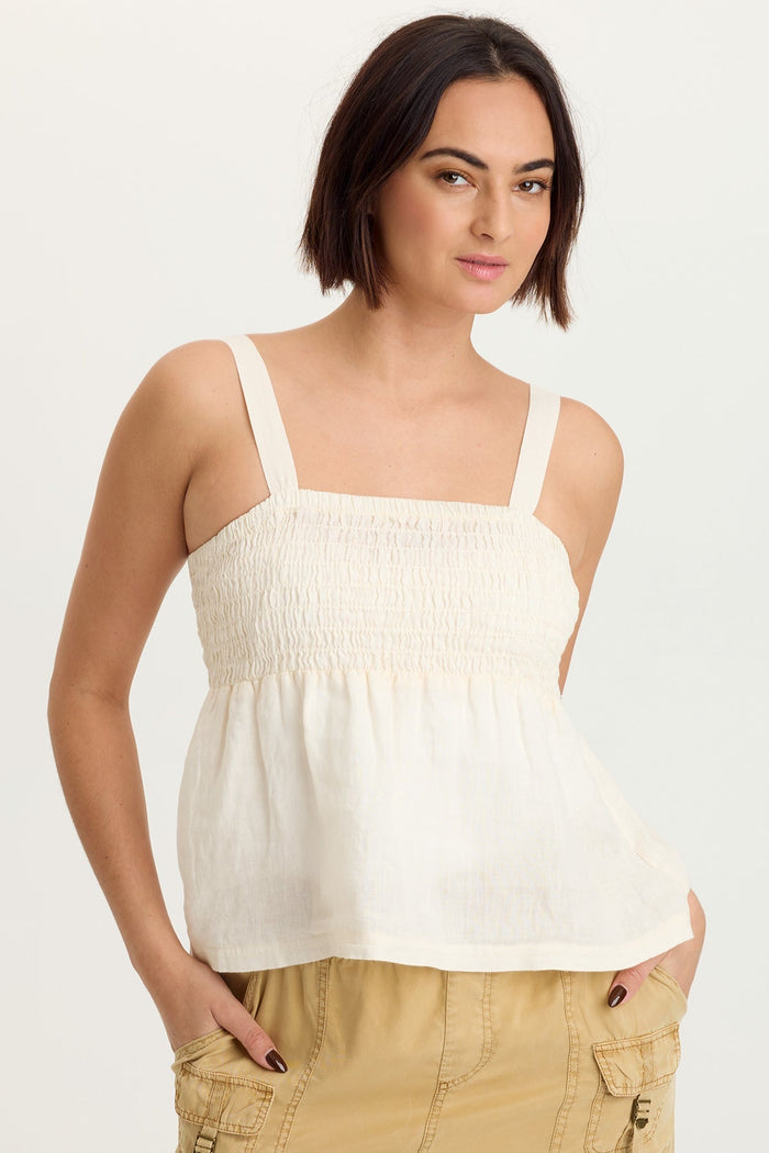 XCVI Katina Linen Smocked Tank