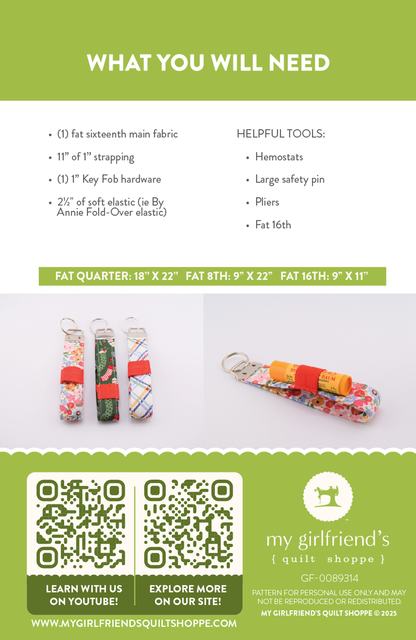 Key Fob with Pockets (Downloadable Sewing Pattern)