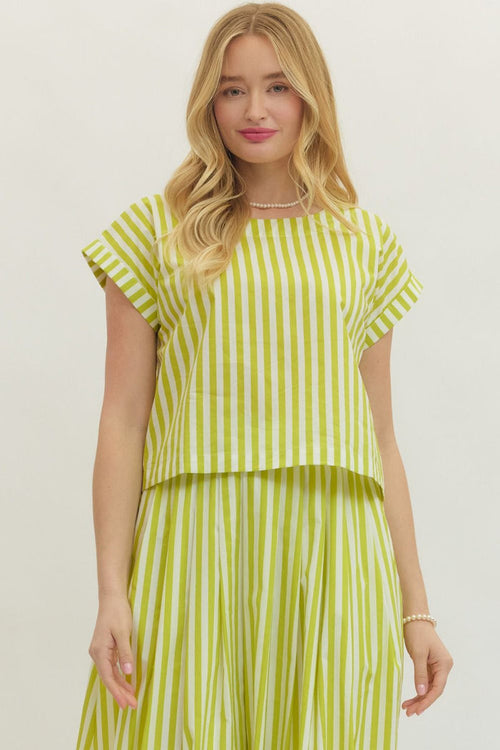 Key Lime Striped Cotton Top