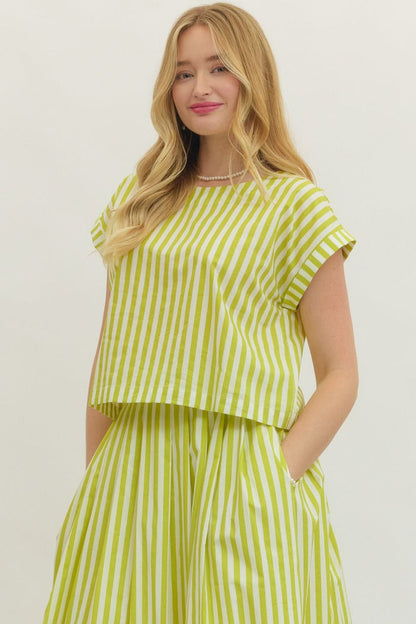 Key Lime Striped Cotton Top
