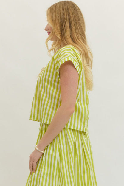 Key Lime Striped Cotton Top