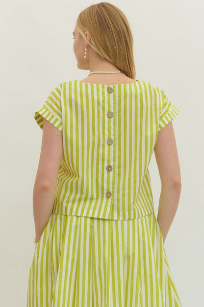 Key Lime Striped Cotton Top