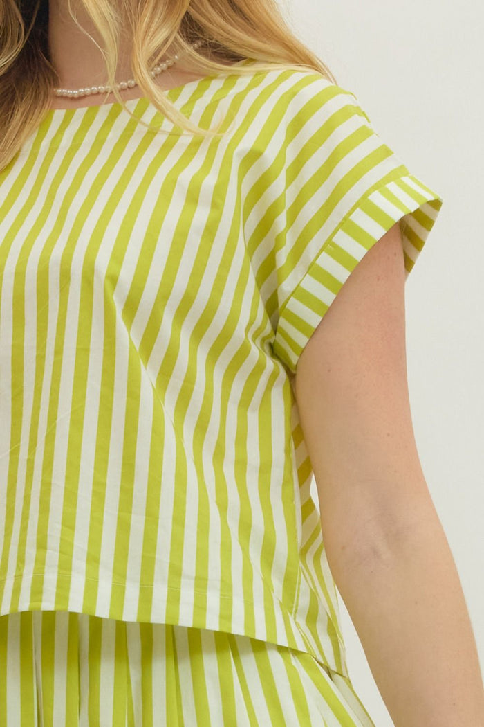 Key Lime Striped Cotton Top
