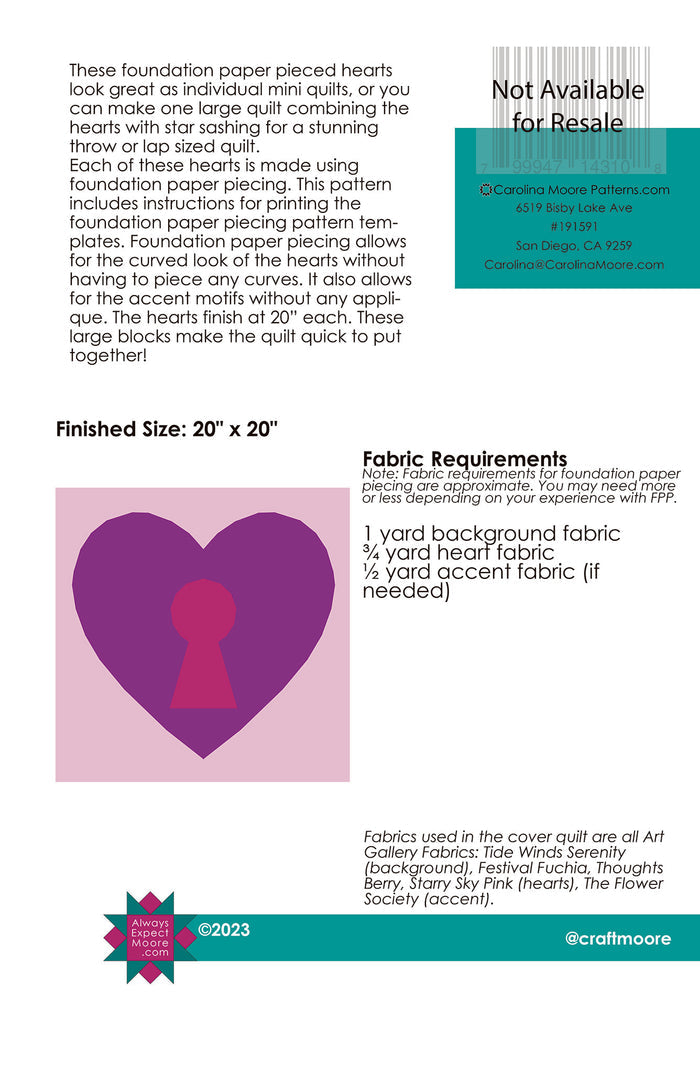 Keyhole Heart - Foundation Pieced Heart (Digital Download)