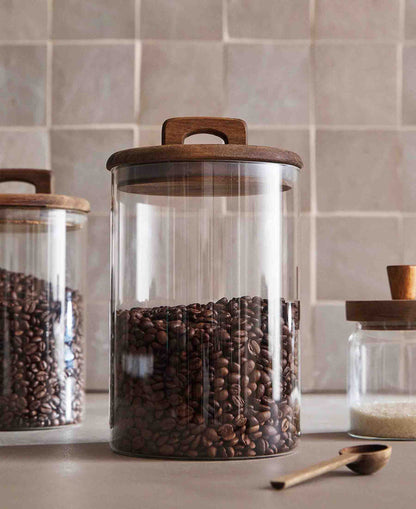 Kitchen Life 2350ML Canister With Acacia Lid Handle - Clear