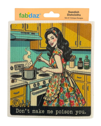 Kitchen Retro Wife - Set of 3 - Swedish Dishcloths - Wholesale