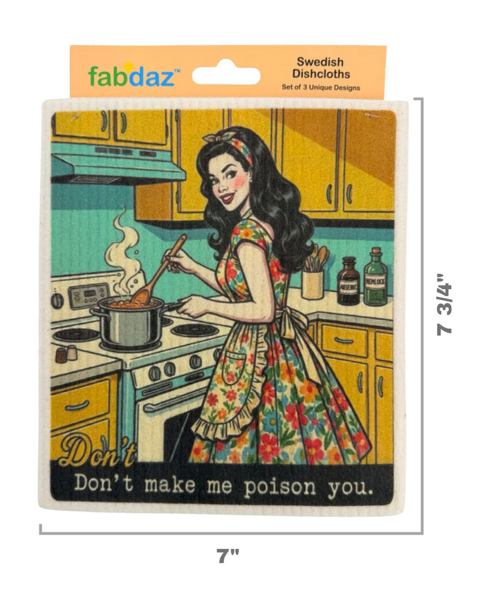 Kitchen Retro Wife - Set of 3 - Swedish Dishcloths - Wholesale
