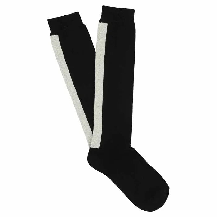 Knee High Sock - Black/Ecru