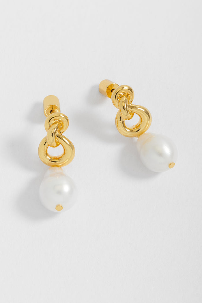 Knot and Pearl Drop Earrings