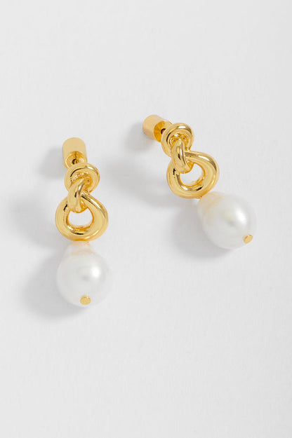 Knot and Pearl Drop Earrings