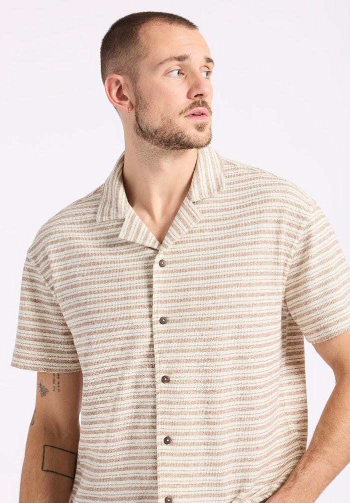 Buffalo Men Shirts Brown Knit Knit Long Sleeve Textured Knit Relaxed Fit