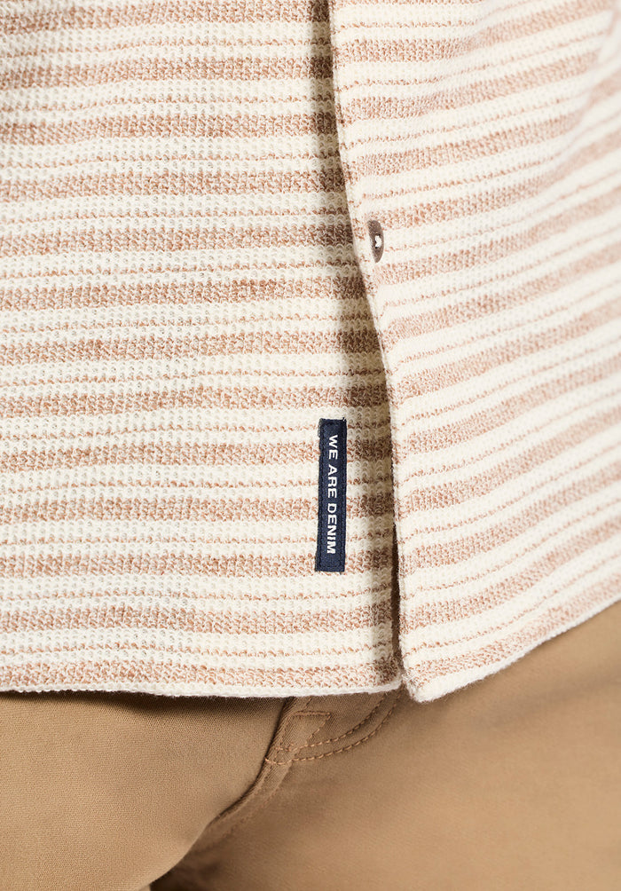 Buffalo Men Shirts Brown Knit Knit Long Sleeve Textured Knit Relaxed Fit
