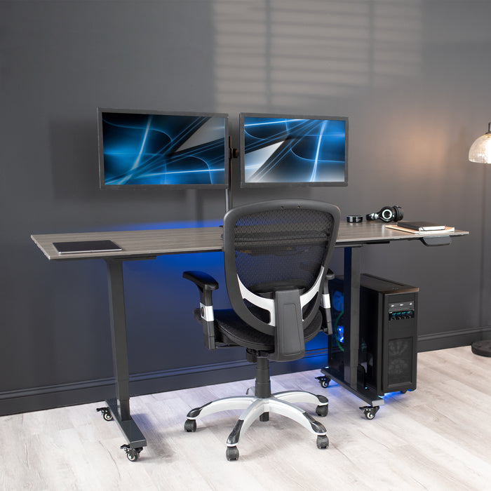 Large Computer Tower Desktop ATX-Case, CPU Steel Rolling Stand, 7.8 to 14 inch Wide Adjustable Mobile Cart Holder with Locking Caster Wheels, Gaming PC Holder