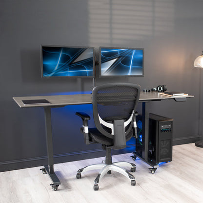 Large Computer Tower Desktop ATX-Case, CPU Steel Rolling Stand, 7.8 to 14 inch Wide Adjustable Mobile Cart Holder with Locking Caster Wheels, Gaming PC Holder
