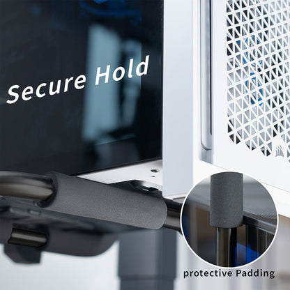Large heavy-duty height adjustable and width adjustable under desk PC mount.