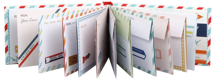 Colorful letter-sized paper with various designs and text on a white background